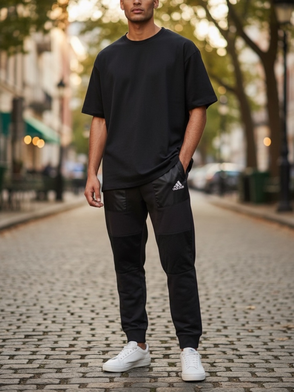 Adidas Men's Black Jogger Activewear Pants Drawstring Elastic Waist Pockets